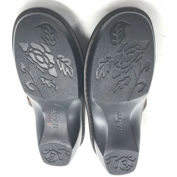 NAOT NWOB Belize Brown Burgundy Leather Mules & Clogs Size 7 - Picture 6 of 6